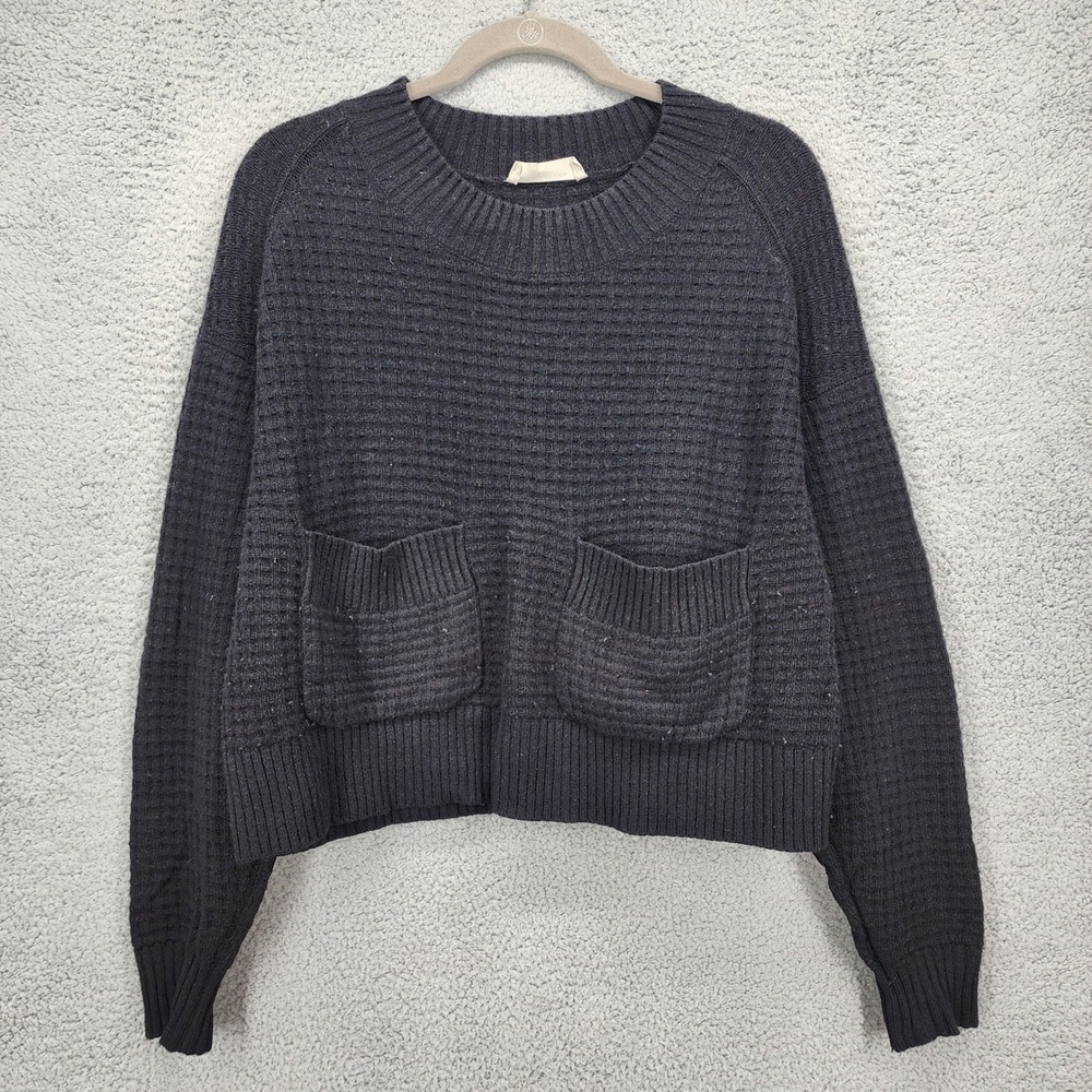 Everlane Recycled Cashmere Waffle Knit Pocket Sweater Charcoal Grey Womens Small